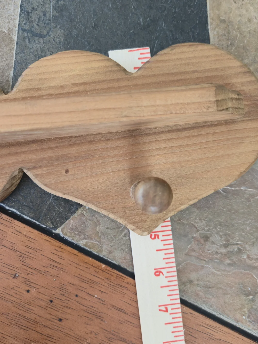 Natural Wood Heart Wall Hook Rack - Rustic Home Wall Decor